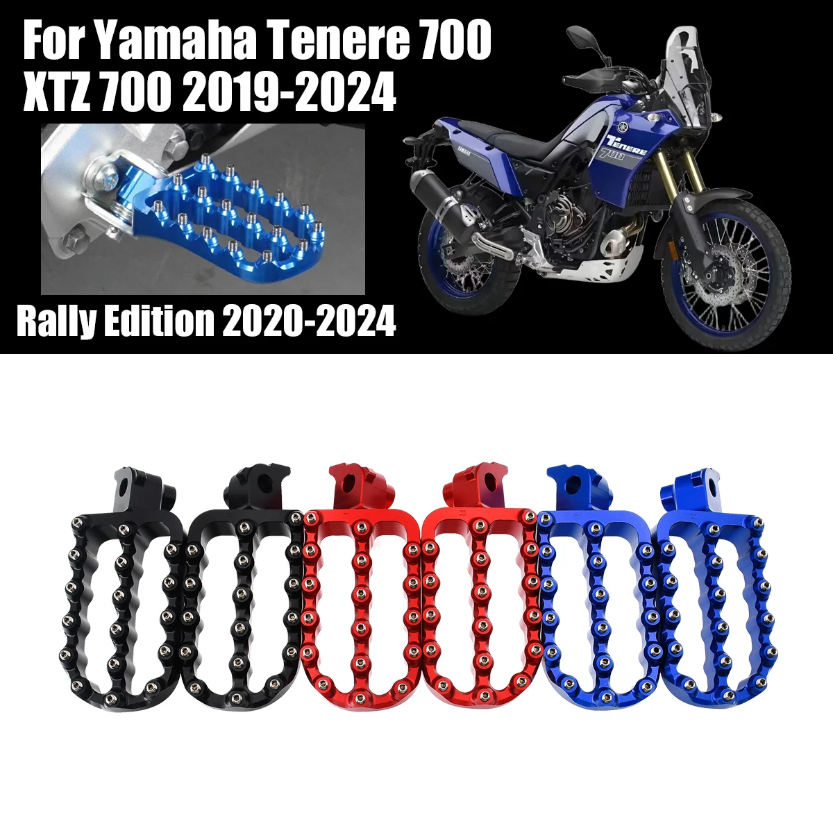 

For Yamaha Tenere 700 XTZ 700 2019-2024 Footpegs Footrests Foot Pedals Tenere700 T700 Rally Edition 2020 2021 2022 2023 2024