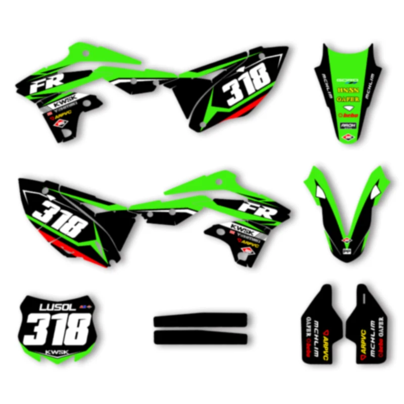 

DSMTECH Custom Team Motorcycle Graphics Background Decals Stickers Set For KAWASAKI KXF250 KX250F 2013 2014 2015 2016 005