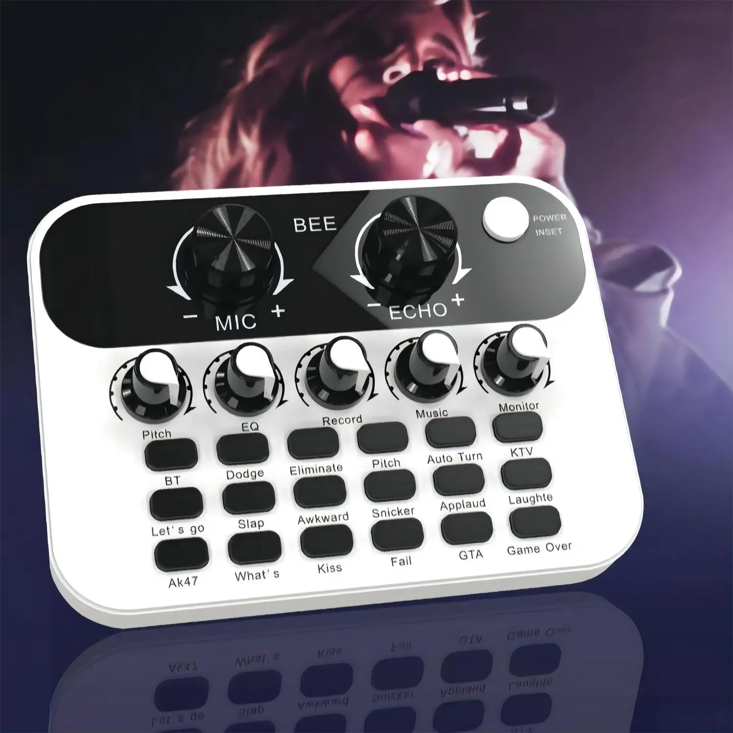 V8 Inglês Mini Live Sound Card, Interface Audio, Podcast Mixer, Adequado para PC, Computador, Telefone, Broadcast, Efeitos de Gravação, Novo