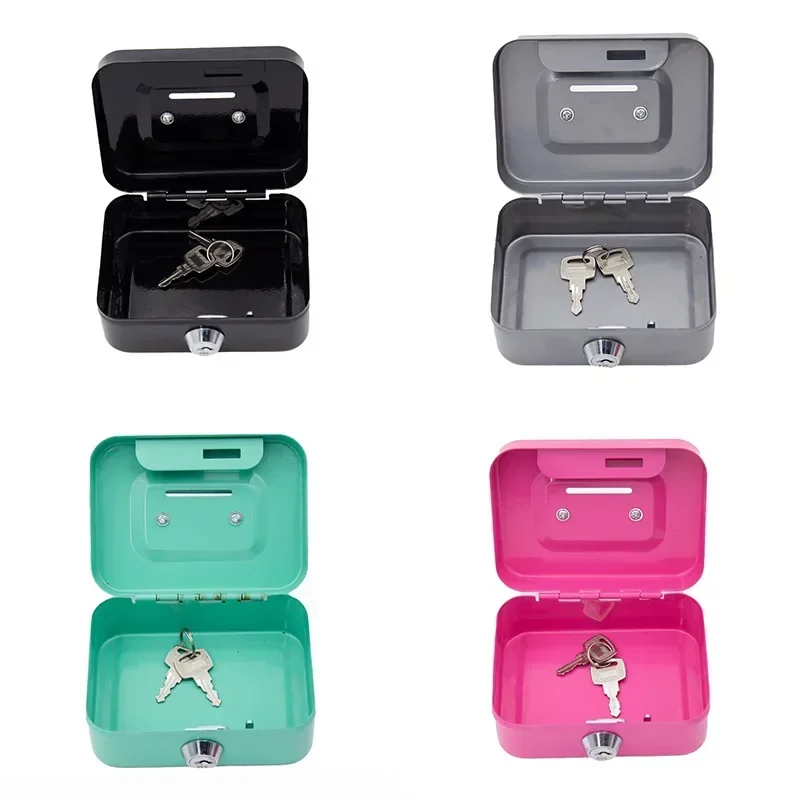 Metal Key Money Safe Box with Key Lock MoneyBox Small Storage Box for Adults and Kids Lockable Cash Register Deposit Box