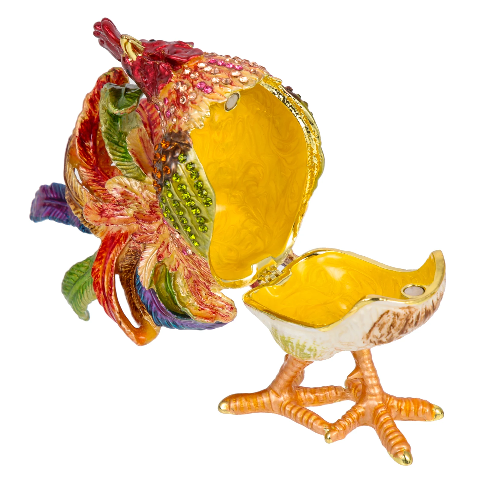

Zodiac Rooster Jewelry Box Case for Rings Necklace Earring Storage ganizer Container Holder Alloy Enamel Home Decor Gift Wedding