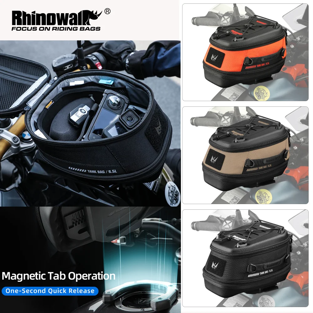 

Мотоциклетная магнитная сумка на бак Rhinowalk для BMW KTM Beneli HONDA CFMOTO KOVE VOGE 6,5 л, быстросъемная водонепроницаемая сухая упаковка