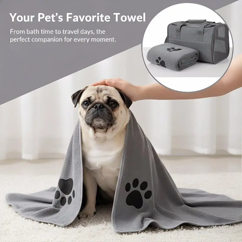 Heavy Absorbency Microfiber Pet Towel for Dogs Soft Embroidered Bath and Drying Towel After Swimming or Shampoo