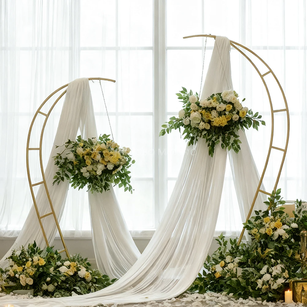 

Wholesale Wedding Arch Artificial Silk Floral Arch Arrangements Crescent Shape Arches Wedding Backdrop Decoration