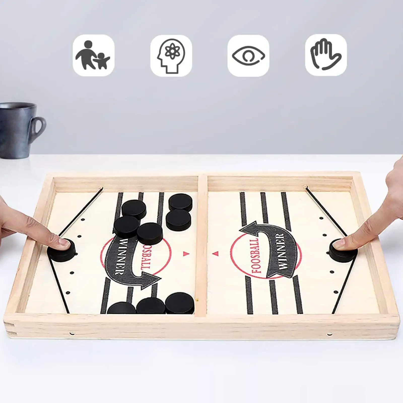 Fast Sling Puck Game Paced Wooden Table Hockey Winner Games Interactive Bouncing Chess Toys Children Desktop Battle Board Game