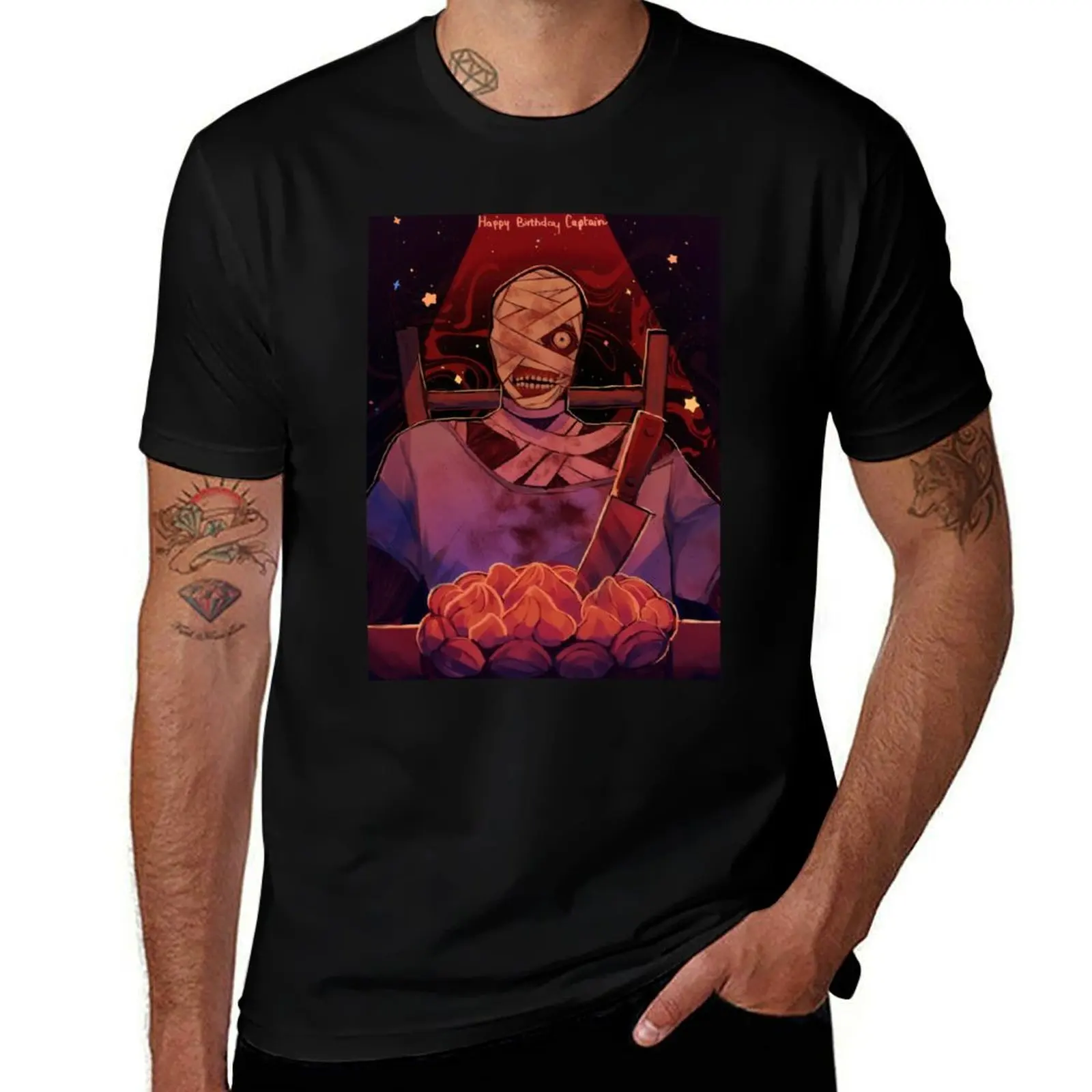 

Happy Birthday Captain Curly T-Shirt plus size tops Clothing plain black t shirts men