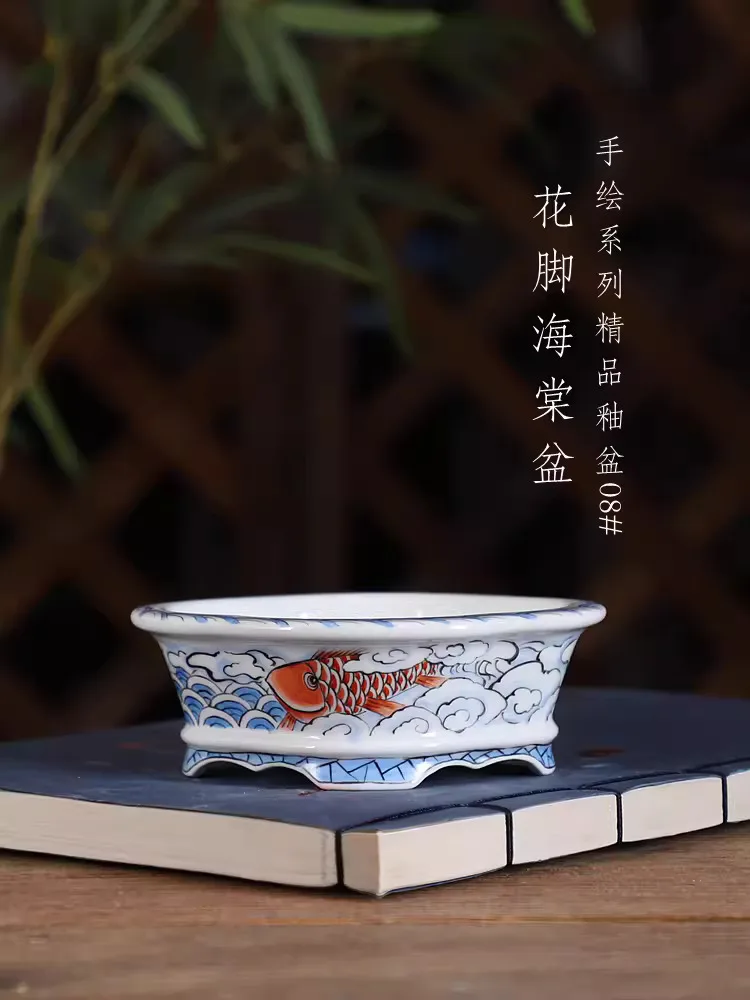 Porcelanowa farba ręczna Bonsai Pot, tradycyjny chiński wzór, pokój domowy stół biurko dekoracja ogrodowa