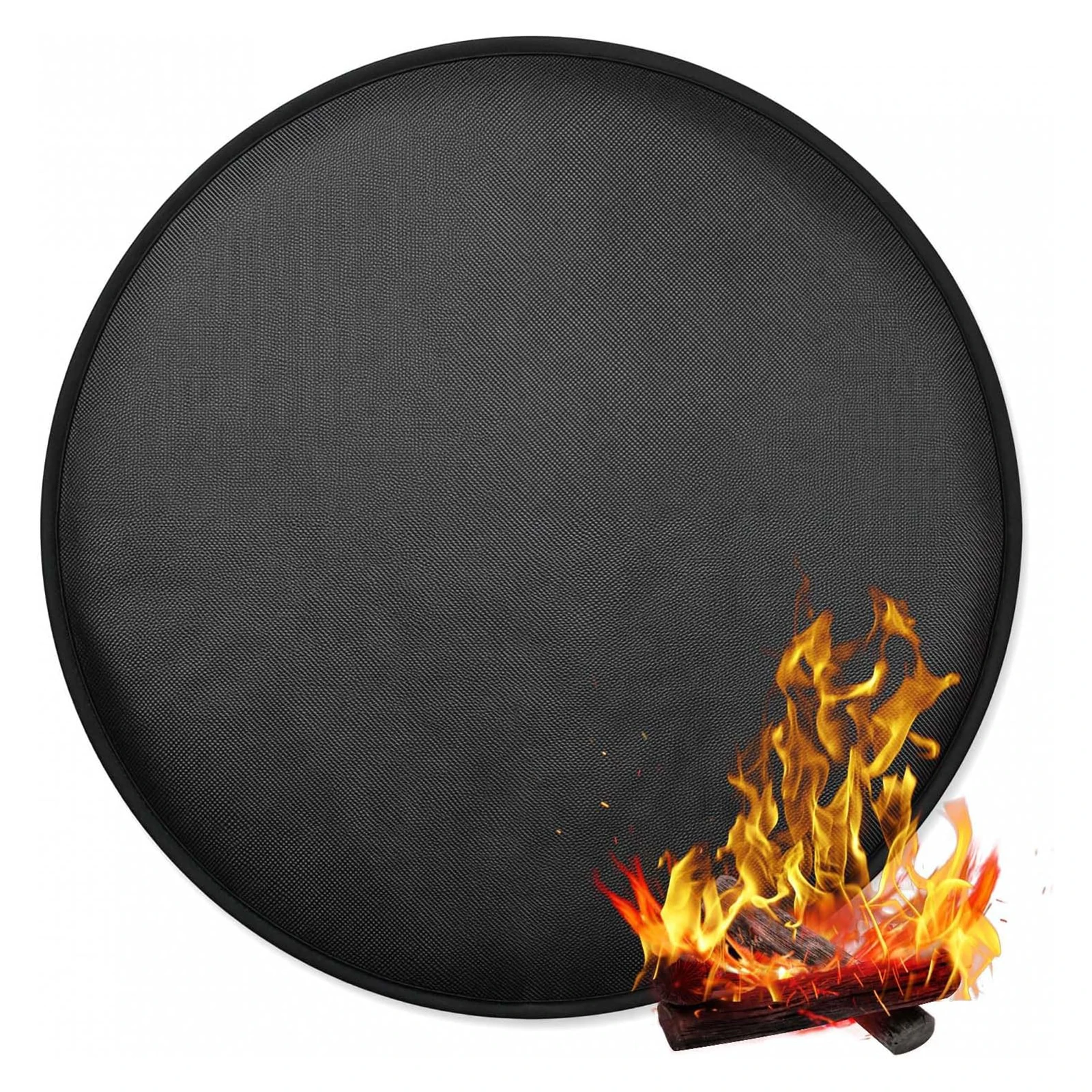 24 Inch Fire Pit Mat 3-Layer Round Fireproof Mat Fibreglass Silicone BBQ Mats for Outdoor Decks Patios Hearth Chiminea Protector