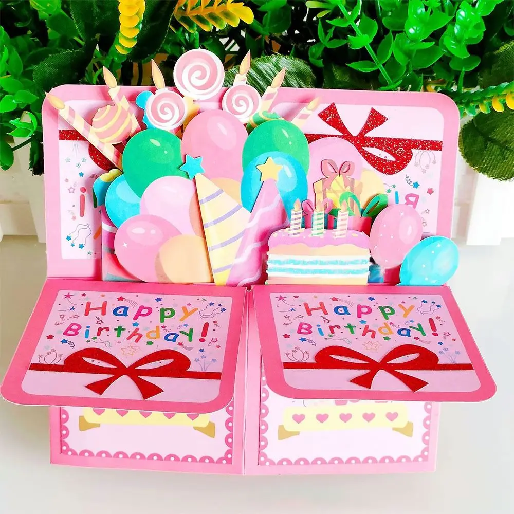 3D Pop Up Greeting Cards Birthday Postcard 3D Box Bouquet Flower Greeting Cards Thank You Girlfriend Teacher Gift