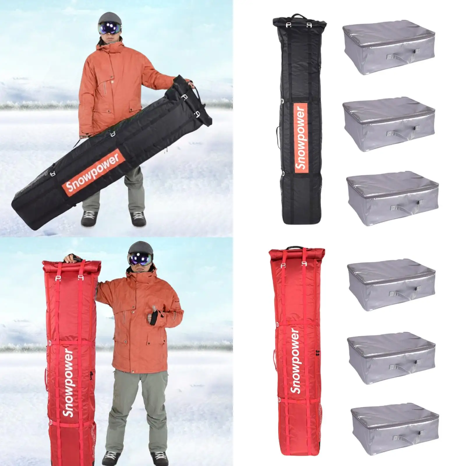 

Snowboard Bag with 3Pcs Waterproof Storage Bags Ski Gear Bag with Top Handle and