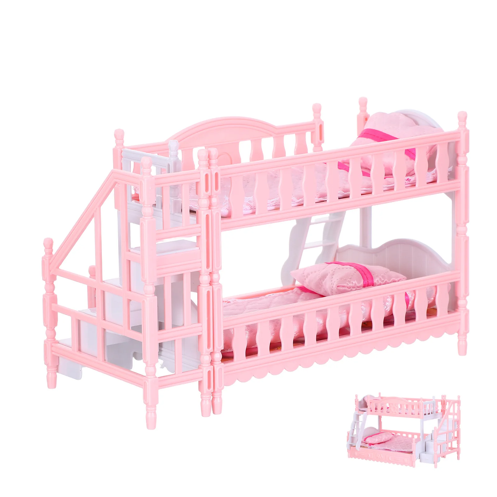 1 set 1 set 1:12 poppenhuis stapelbed mini-meubilair voor kinderen realistisch spelen simulatie veilig duurzaam kamer decoratie slaapkamer set