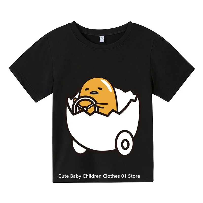 New Gudetama Tshirt Set Kids Cartoon Casual Summer Women Short-sleeved Girls T-shirt Men Clothes Boys Hello Kitty Clothing