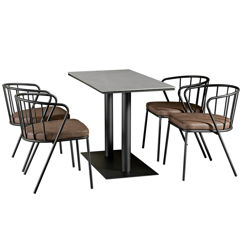 

rock slab dining table and chair combination restaurant milk tea shop cafe music pub bar casual table and chair