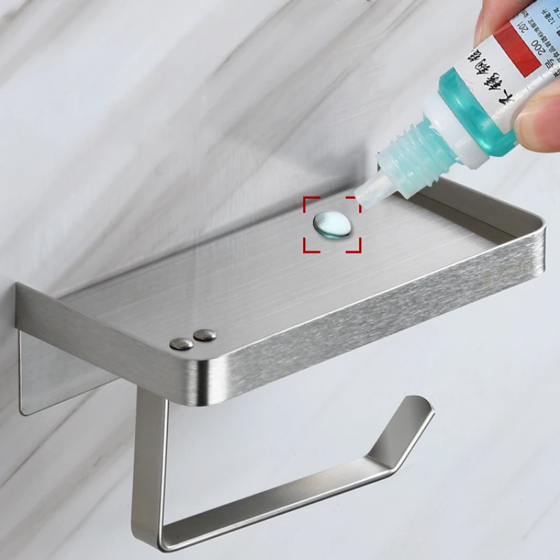 Toilet 304 stainless steel tissue holder, no drilling installation, bathroom roll paper storage rack