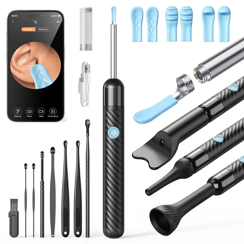 Wifi Visual Ear Wax Removal With Camera Rechargeable 8 Megapixels Ear Cleaner  Ear Check Camera with 6 Pcs Ear Spoons Set Canal