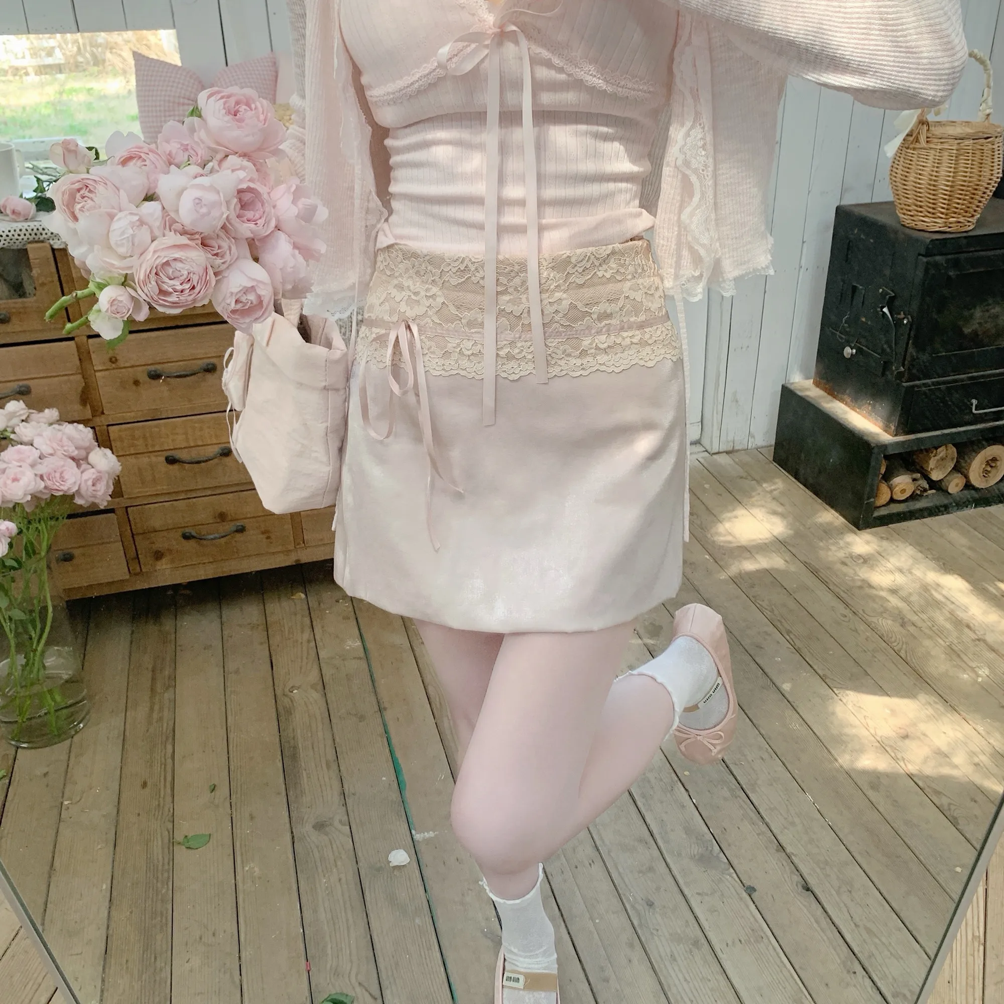 

Элегантная атласная юбка А-силуэта с кружевными вставками YN, облегающая, с высокой талией, приятная к телу, новая модель весна-лето