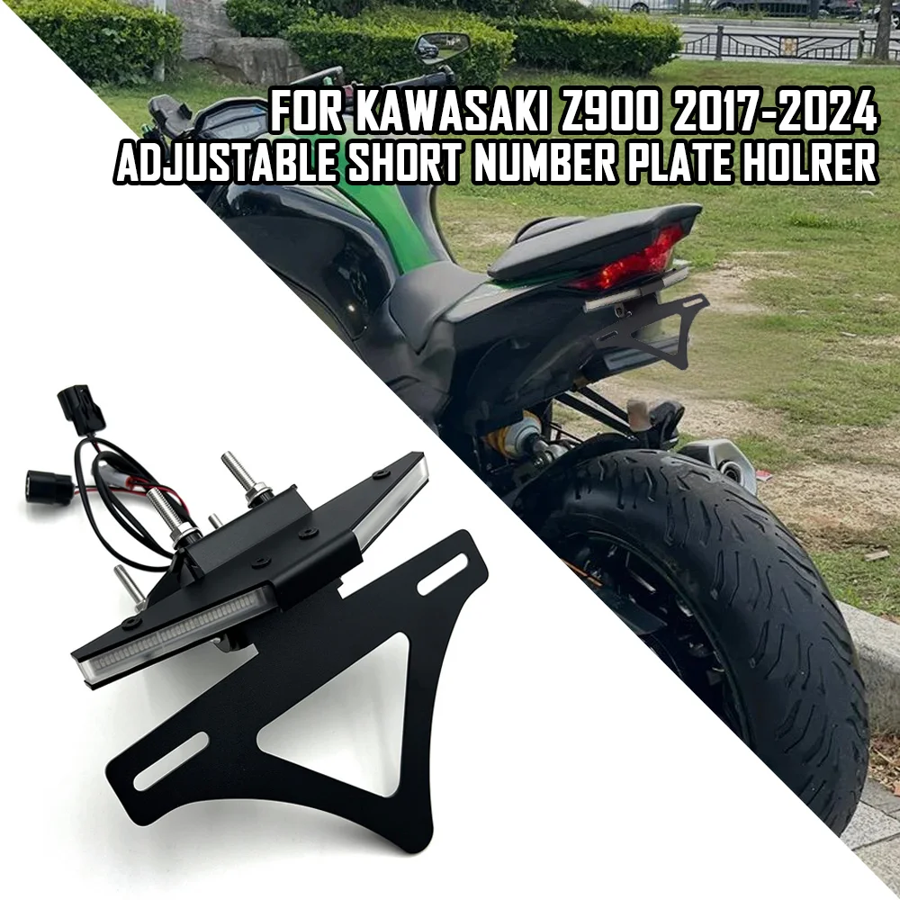 FOR KAWASAKI Z900 2017-2024 License Plate Holder turn signal integrated Tail Tidy adjustable Short number plate holder