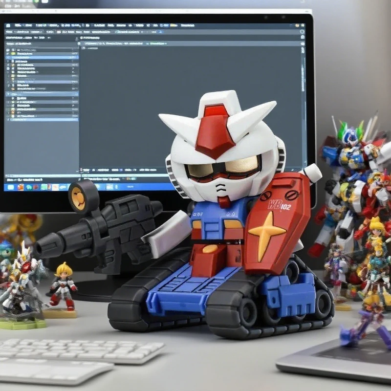 Figura de Ação Robô Desktop Battle Q Edition 404 Model Play Set RX78 GM Guntank Mobile Suit Coleção Presente