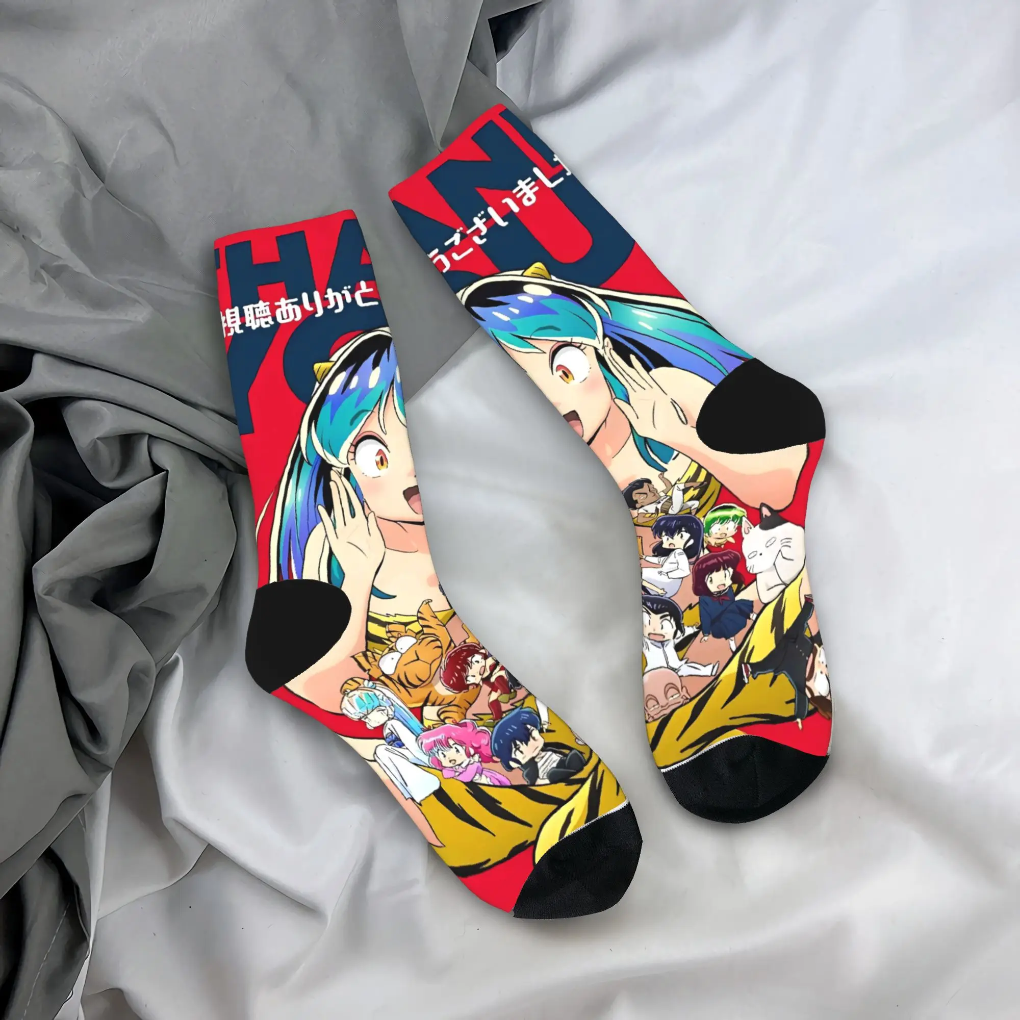 Goth Lum Urusei Yatsura Socks  Gothic Stockings Couple High Quality Climbing Socks Winter Graphic Anti Slip Socks