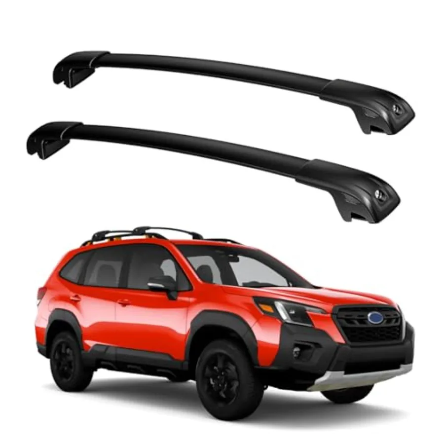 

Поперечины для багажника на крышу, грузоподъемность 300 фунтов, совместимы с Subaru Forester 2014-2026, не для использования в условиях бездорожья, запираемые, алюминиевые, для рейлингов на крыше