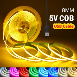 5V USB COB Led Strip Light 320LEDs/m Flexible Diode Tape Linear Indoor Lighting White/Red/Green/Ice Blue Room DIY TV Backlight