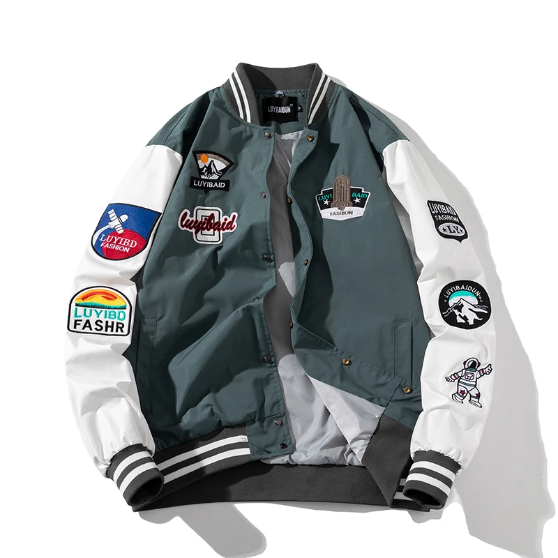 Embroidery Varsity Jacket Men Women Fashion Vintage Baseball Jacket Letter Badge Retro Streetwear Windbreaker Couple American