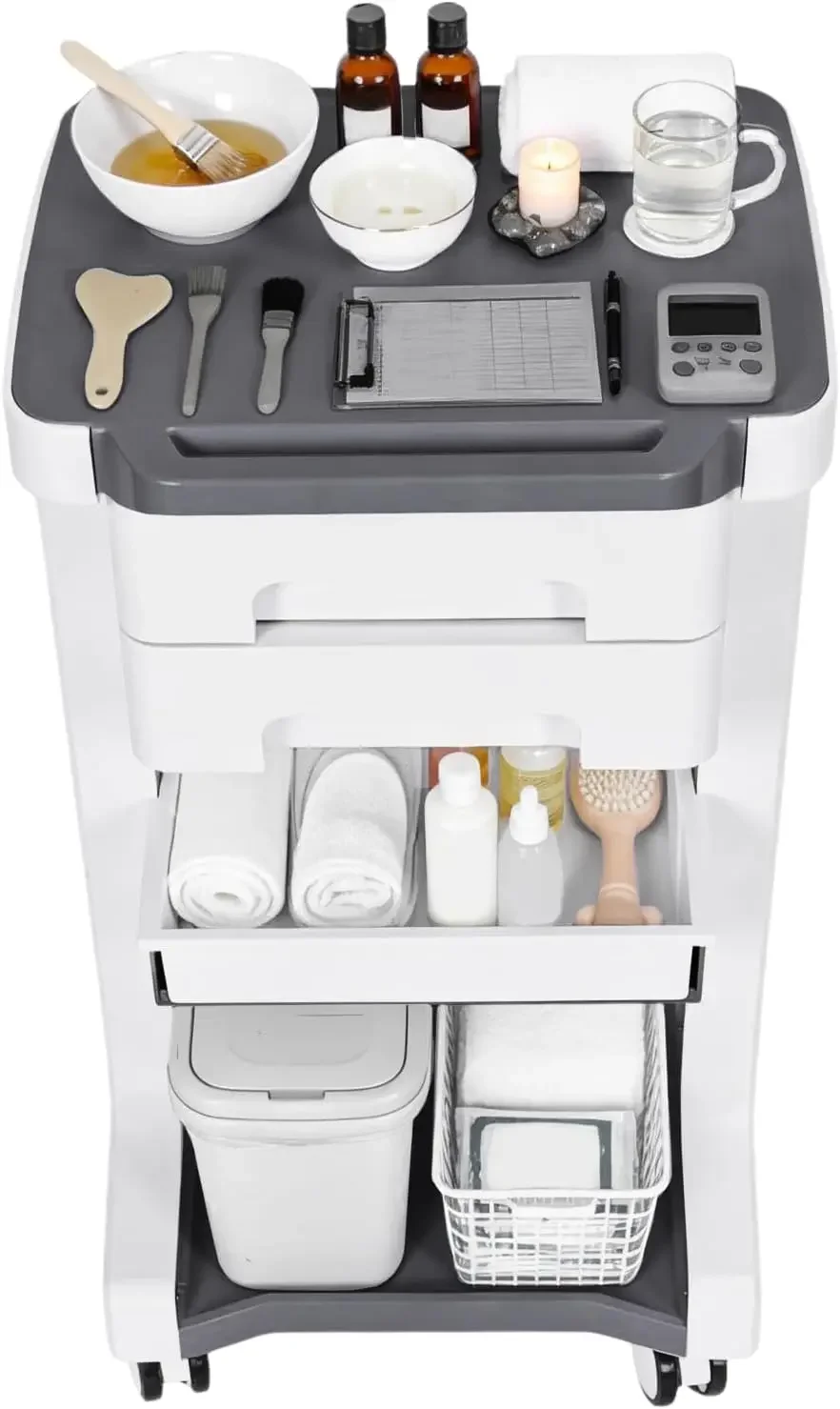 3 Tier Medical Rolling Cart with 2 Drawers Professional Utility Cart Max 110LBS Load Beauty Salon Rolling Trolley 4 Wheels Mobil