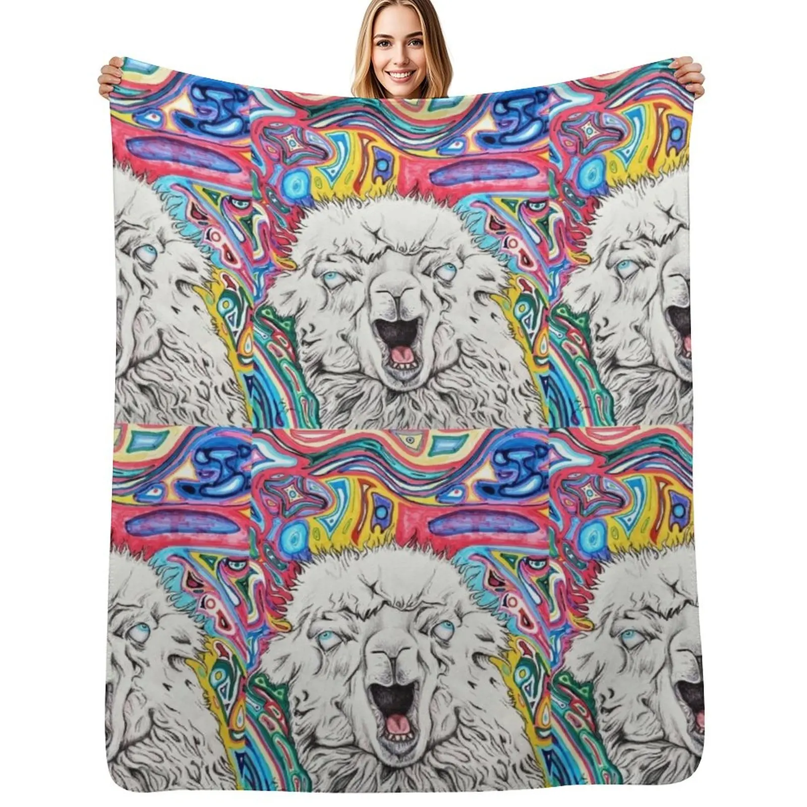 Neurotic Llama Throw Blanket Soft Warm Blanket Gift for Men Women Adults