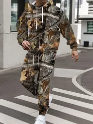 Chándal al aire libre para hombre, ropa de caza de camuflaje, Animal, conejo, perro, estampado de jabalí, Sudadera con capucha 3D, pantalón largo, conjunto de ropa deportiva de 2 piezas