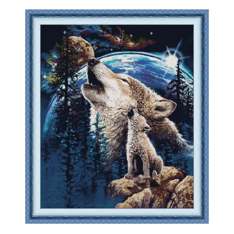 Wolf Animals Patterns Counted Cross Stitch Set DIY 11CT 14CT 16CT HD Stamped DMC Cross-stitch Kit Embroidery Needlework Crafts