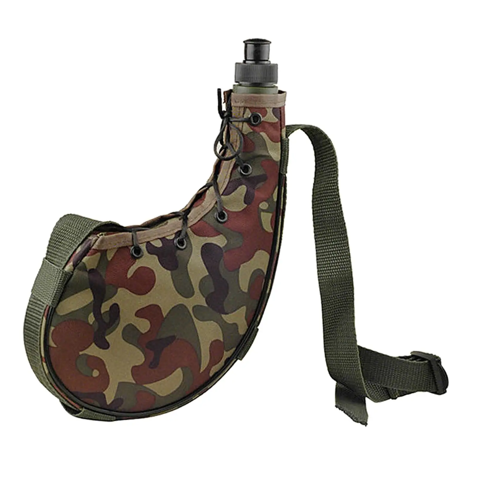 Water Bottle Army Travel Camping Flask Shoulder Strap for Running Cycling Climbing Trekking Backpacking Fishing Hunting