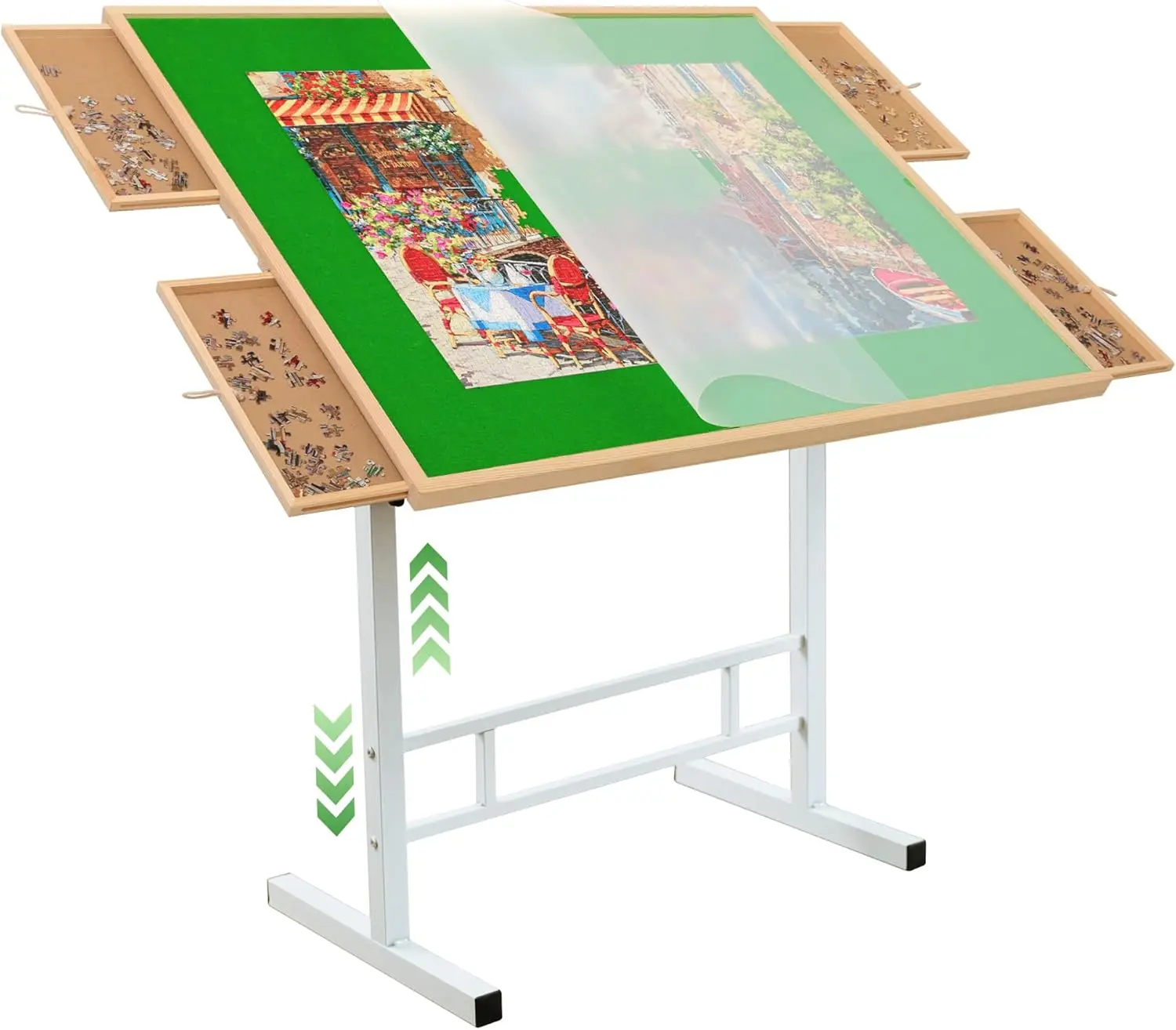 

1500 Pieces Jigsaw Puzzle Table with Drawers Angle & Height Adjustable Puzzle Tables for Adults Tilting Folding Portable Puzzle