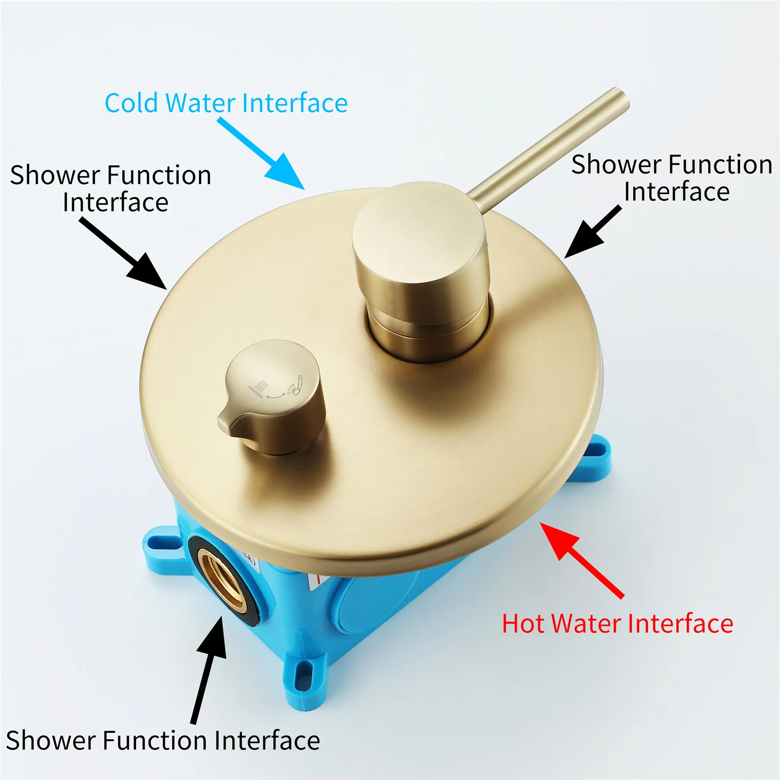In-wall concealed shower rotary control valve body hot and cold mixing valve shower shower switch