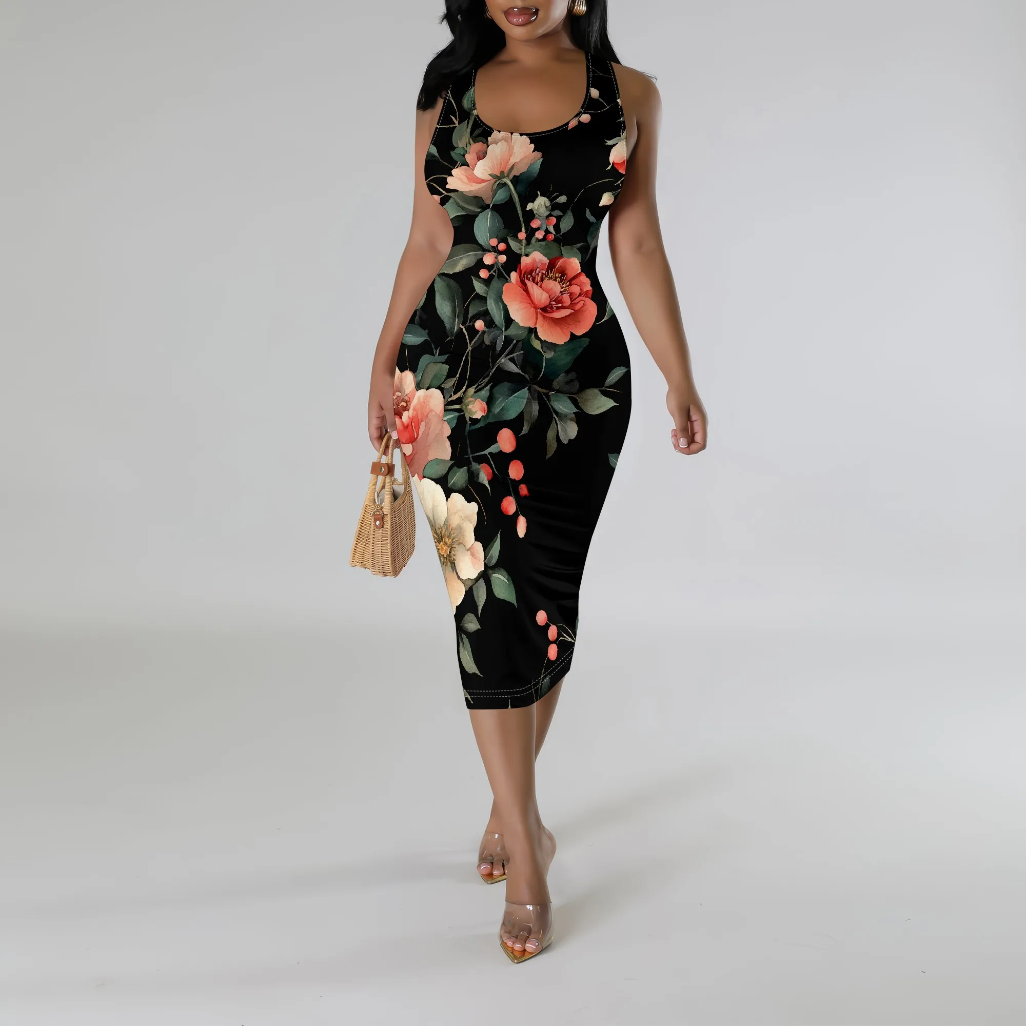 

Women Casual Sexy Tank Top Bodycon Dress Summer Pencil Sleeveless Dress Dresses