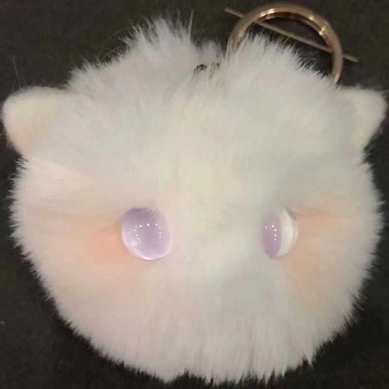 8cm Cartoon Cute Furry Blush Cat Ball Doll Plush Toy Keychain Pendant Soft Girl\'s Schoolbag Bag Keychain Ornament Key Ring Toys