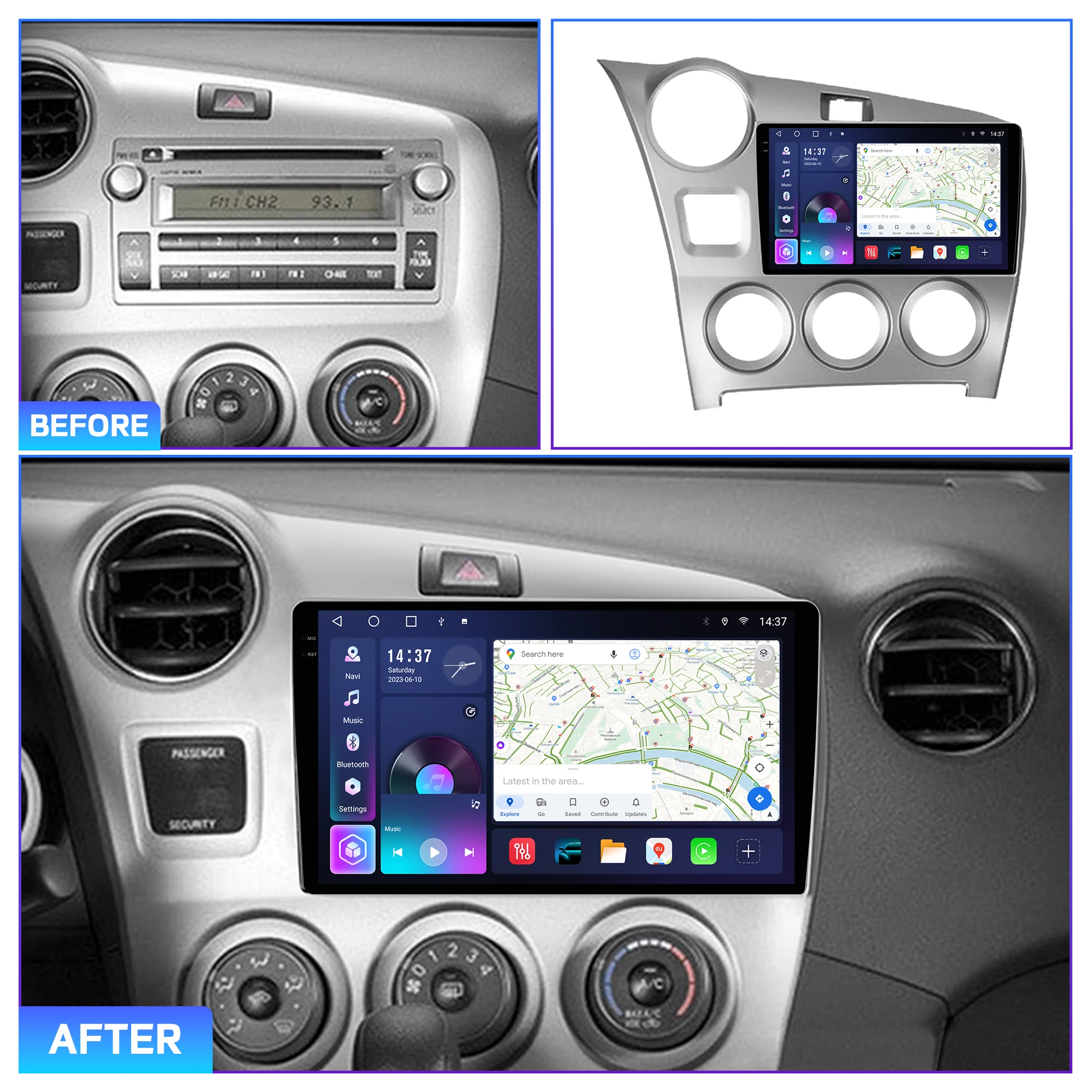 Penhui Android Car DVD Player Screen for Toyota Matrix 2 E140 2008 - 2014 Audio Video 2 Din DSP  Bluetooth  Carplay