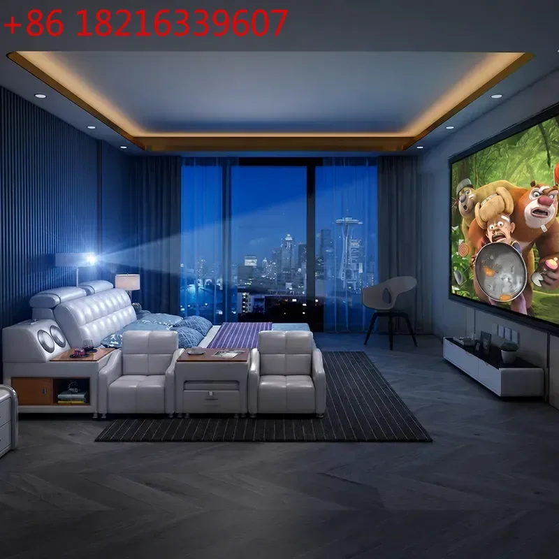 YAO Modern Smart Tatami Leather Bed 1.8m Double Bed with Projector and Multifunctional Storage for Master Bedroom