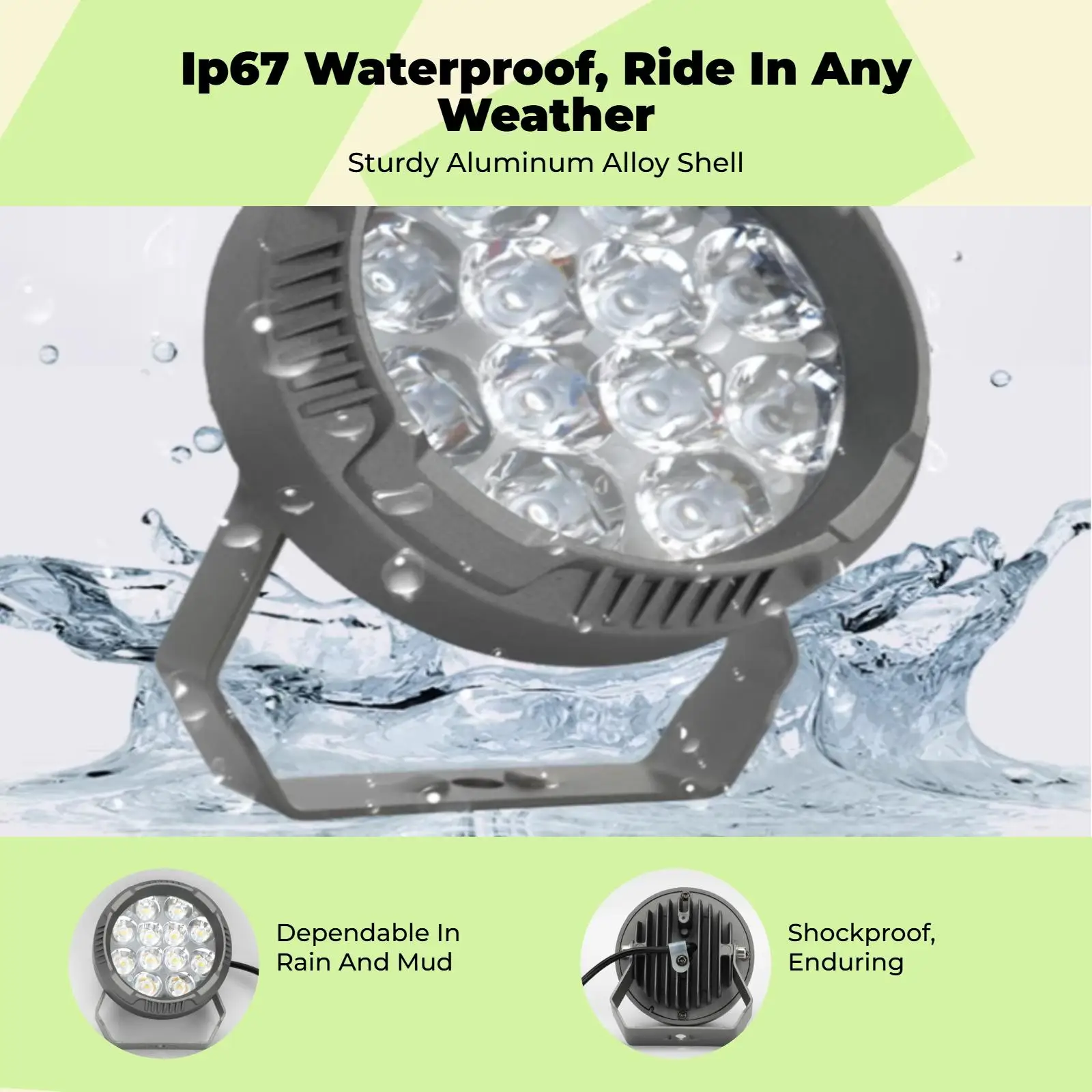 Motorcycle LED Light High Brightness Headlight IP67 Waterproof Driving Lamp for Night Ride Rain Fog Safety