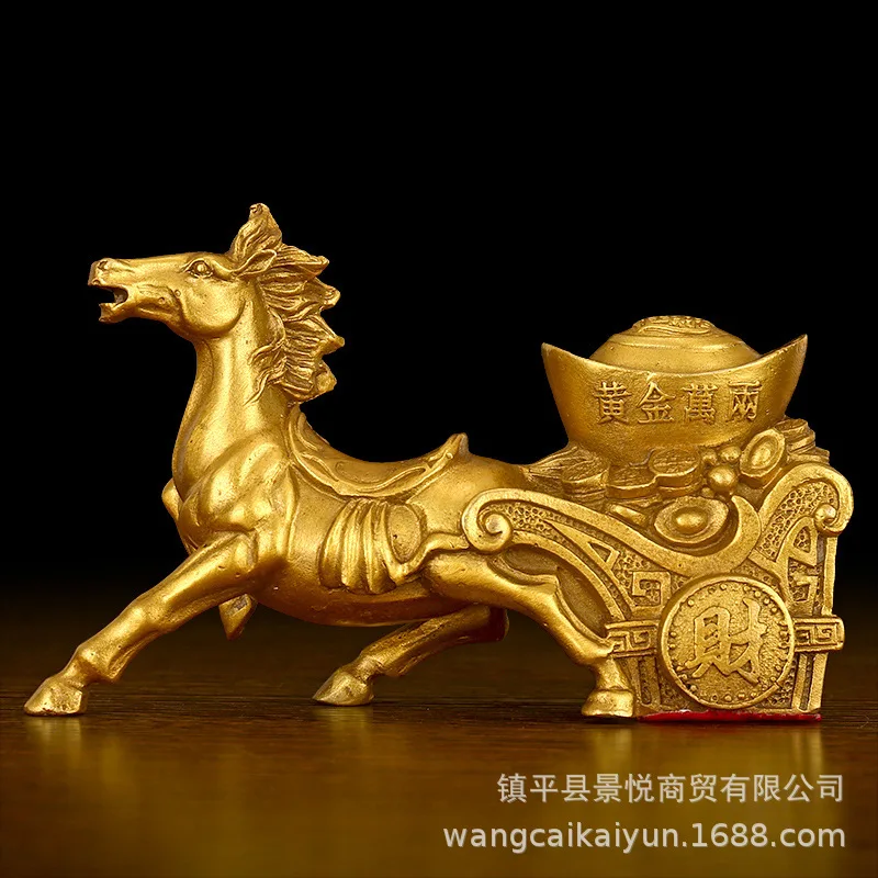Bronze horse, bronze horse pulling a treasure chest, bronze horse pulling a cart – handicrafts, home decorations, and ornaments