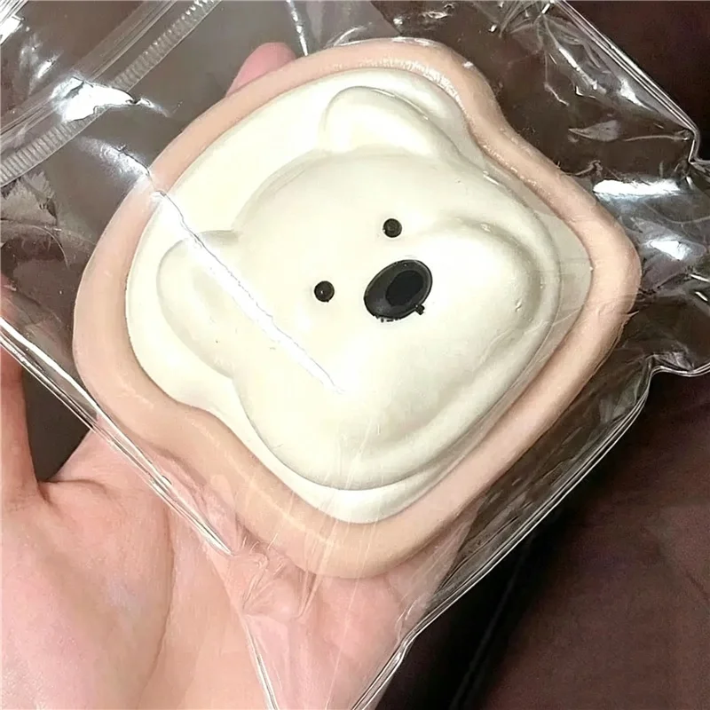 Cute Toast Puppy Silent Mantou Mochi Squishy Toy TPR Quick Rebound Anxiety Relief Fidget Sensory Toy ADHD Funny Prank Play Gift