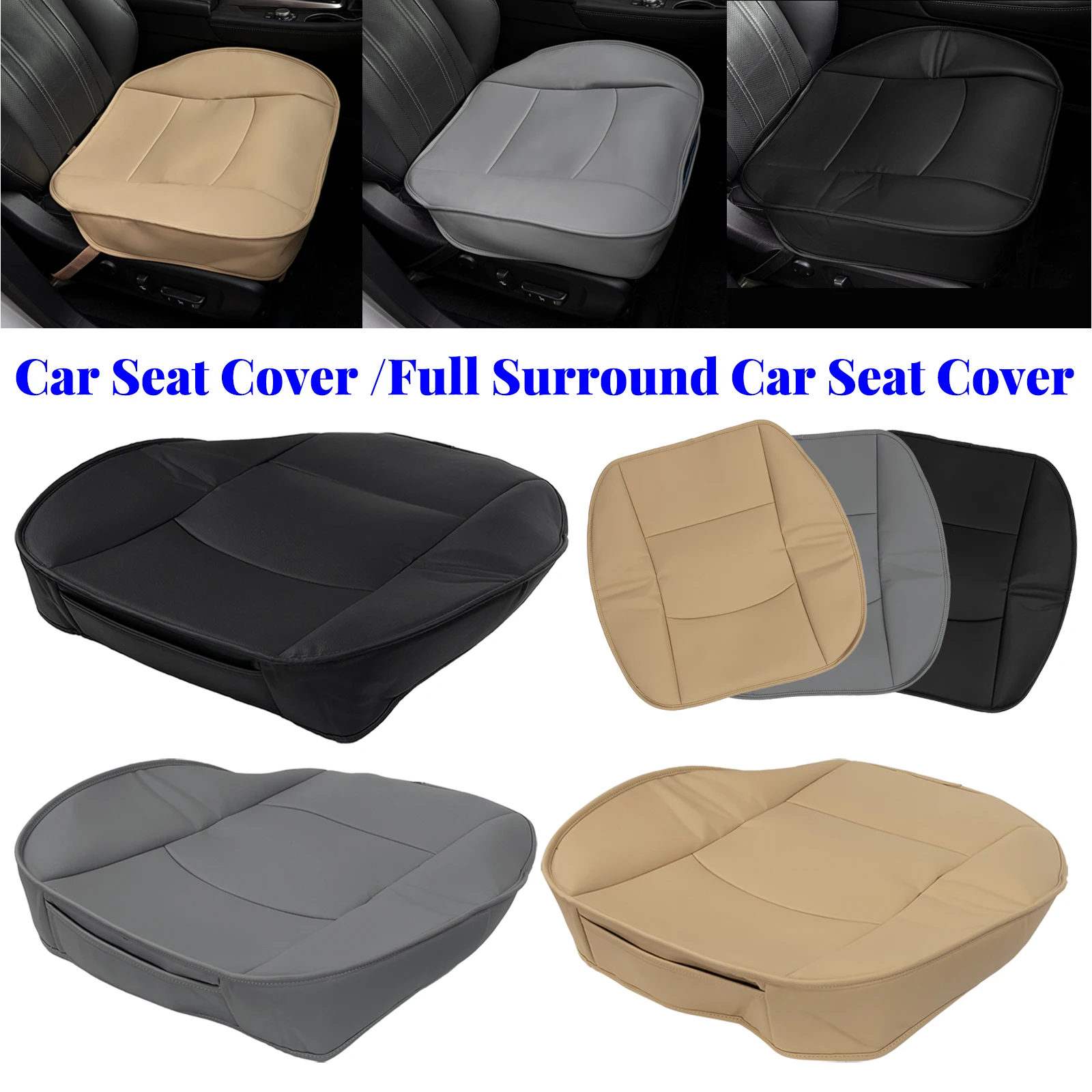 Front Car Seat Cover PU Leather Seat Cushion Automobiles Seat Protector Universal Chair Pad Mat For Baby Child Black Beige Grey