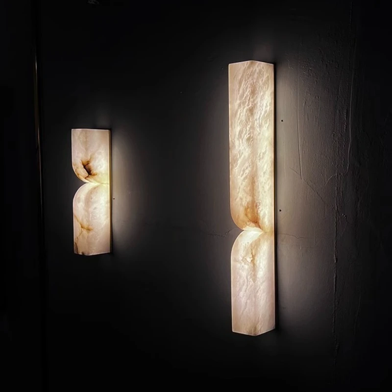 Minimalistyczne hiszpańskie marmurowe lampy ścienne LED Nowoczesne kinkiety z kamienia naturalnego Lampki nocne Tło TV Korytarz Dekoracja wnętrz Oświetlenie