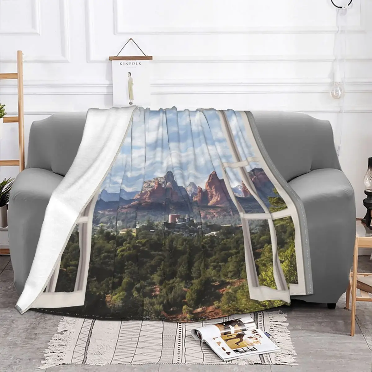 Sedona Window View Plush Knee Blanket Blankets & Throws Thin Wadding Blanket Throw Blanket