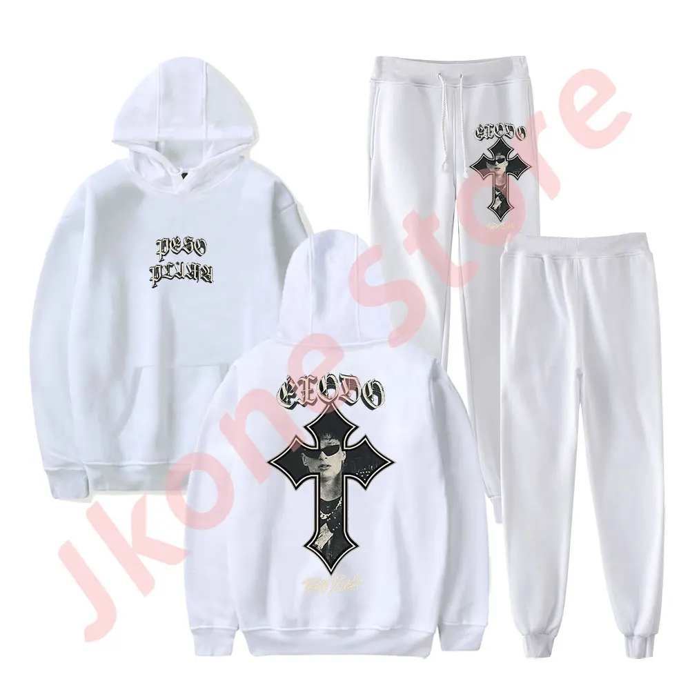 Peso Pluma Exodo Tour Cross Hoodies Jogger Pants Set Winter Women Men Fashion Casual Streetwear Sweatshirts