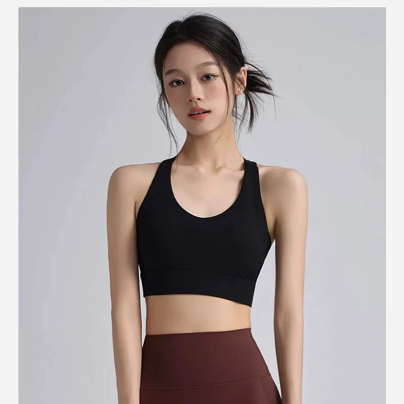 Nahtloser Sport-BH für Damen mit festem Brustpolster, stoßfest, für hochintensives Pilates-Training, Yoga, schöner Fitness-BH-Anzug – Detail 6