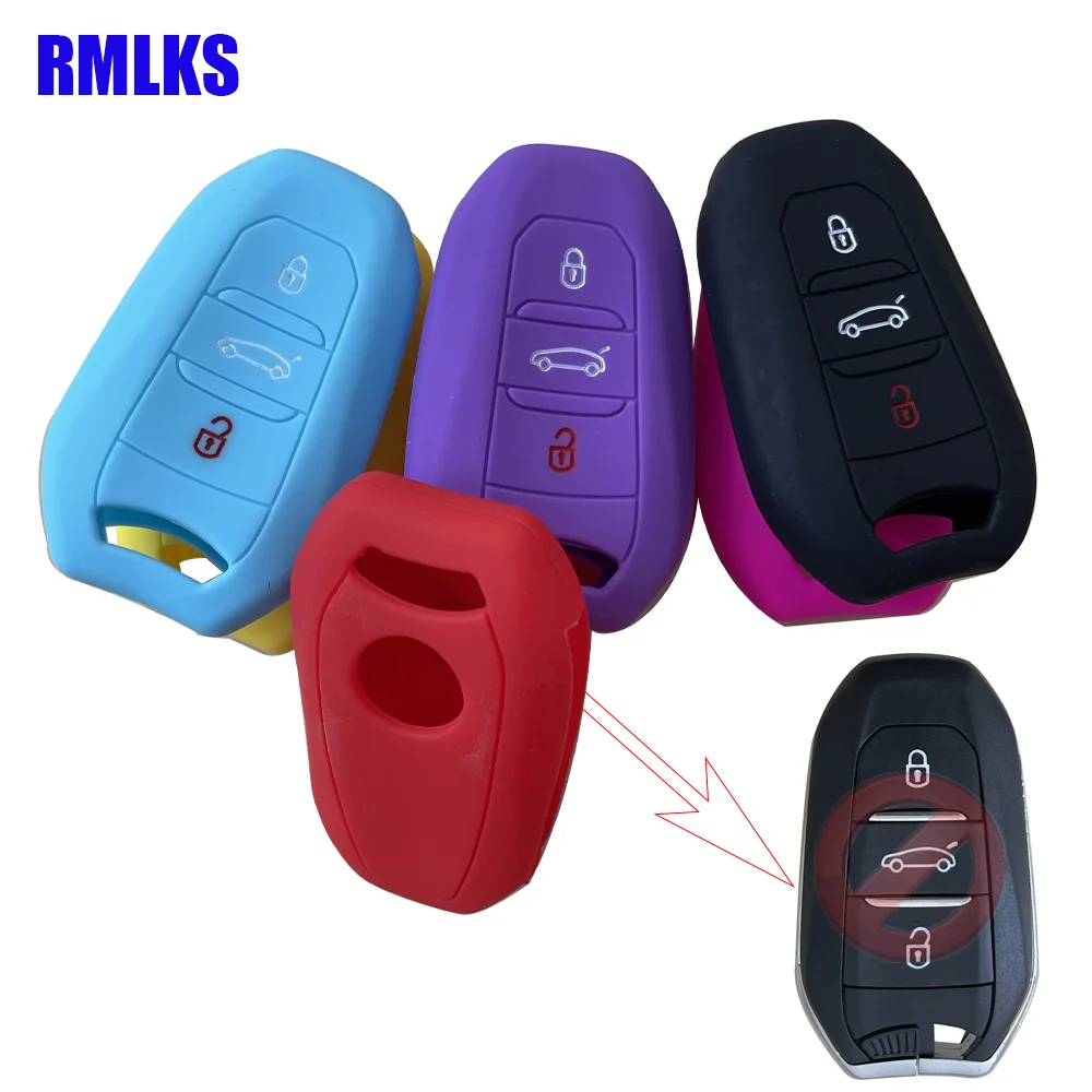 Silicone Soft Remote Key Cover For Peugeot 508 408 2008 107 207 407 307 4008 3008 208 308 RCZ 3 Button Car Key