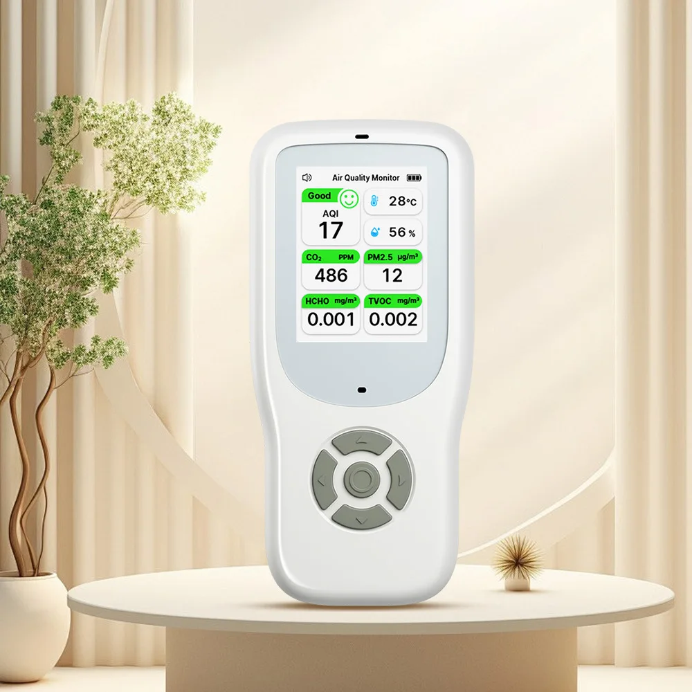 Professional handheld 9 in 1 air quality detector, indoor carbon dioxide TVOC formaldehyde multi-function sensor