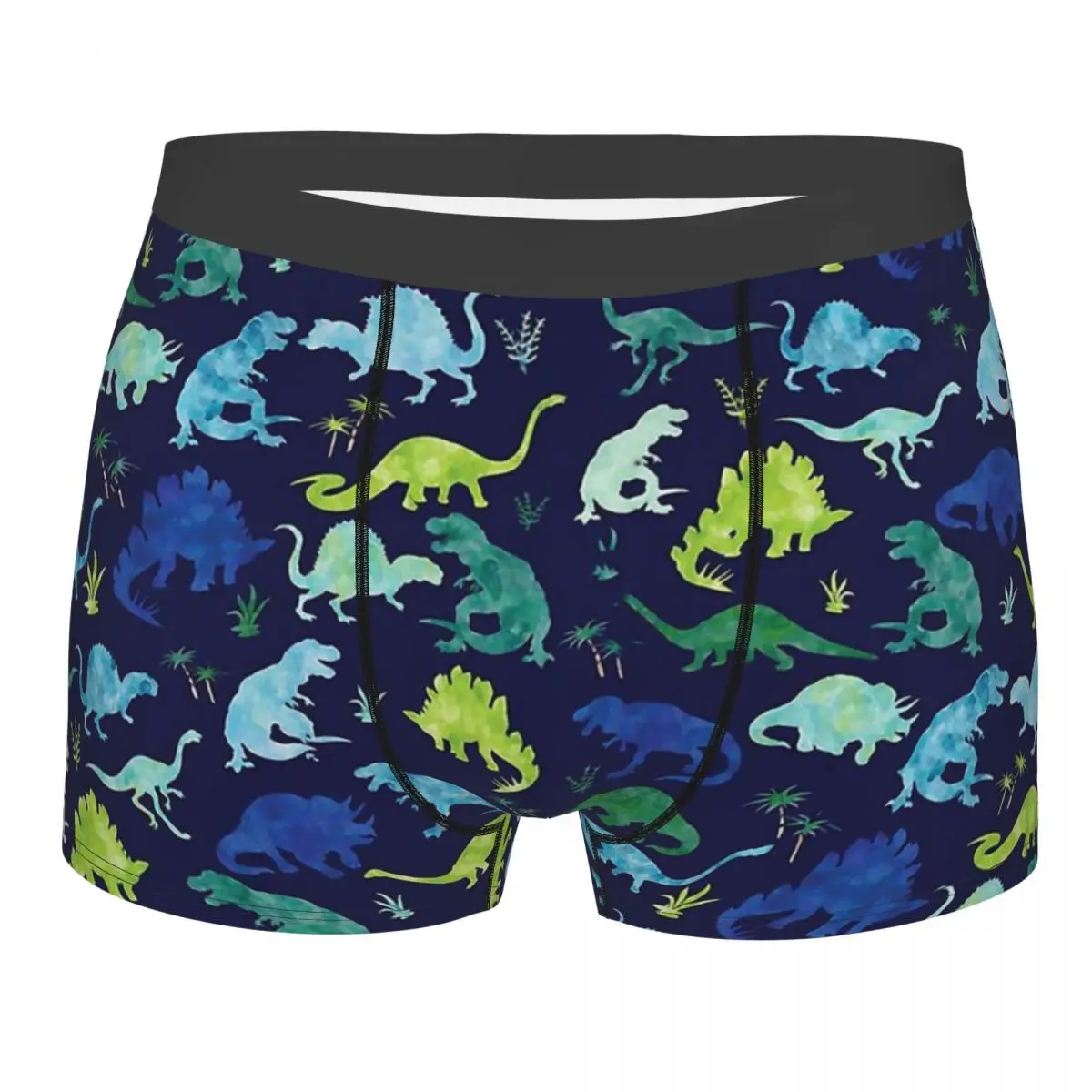 Dinosaur Dinosaurs Watercolor Blues Greens Dino Pattern Underpants Cotton Panties Man Underwear Sexy Shorts Boxer Briefs