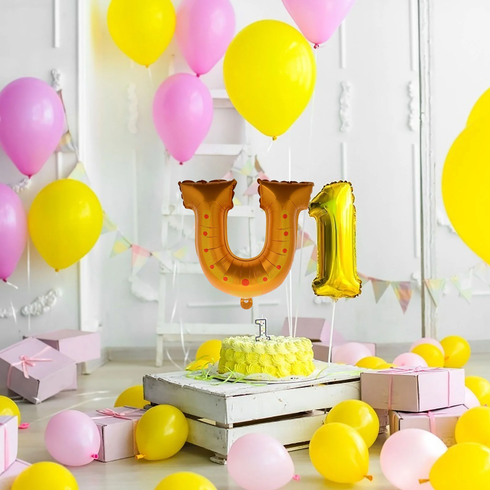 

10Pcs Gold Aluminum Foil Horseshoe Balloons U Shape Wedding Birthday Engagement Party Decorations Lucky Decor Horseshoe Balloon
