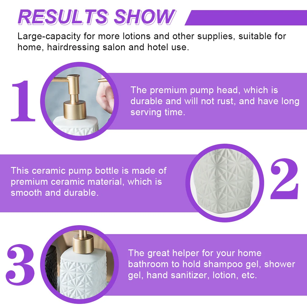 

Ceramic Pump Dispenser Bottle Premium Material Smooth Finish for Shampoo Lotion Hand Gel Storage Ceramic Shampoo Pump Bottle
